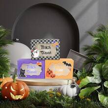 3 Design Mix Halloween Cardboard Gift Boxes For Halloween Treat Boxes In Halloween Features For Candy Snacks Cookie Small Gifts With Window And Ribbon - Multicolor - View 4