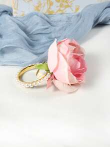 1-12 件手工制作的逼真粉红玫瑰餐巾环，适合晚宴、婚礼、感恩节、日常使用 - 彩色 - 查看 9
