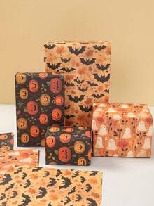 3/6 件万圣节礼品包装纸，70*50 厘米包装纸，带有南瓜、鬼魂、蝙蝠设计、包装纸、礼品包装、书籍包装、花束用品、鲜花包装纸、万圣节装饰、万圣节派对装饰、万圣节不给糖就捣蛋装饰、万圣节快乐装饰 - 萬聖節B款 - 查看 8
