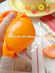1 pieza Pelota de estrés con forma realista de naranja exprimible, juguete apretable y creativo, artículo novedoso anti-estrés - Multicolor - Ver 5