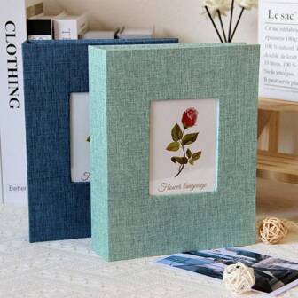 200 Pockets Photo Album Linen Cover DIY Writable Large Scrapbook Album 4x6 Photos Slip-In Picture Albums Growth,For School Supplies,Back To School