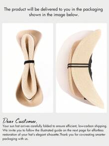 1 件度假休闲编织爵士帽草帽 - 米色+麻花裝飾 - 查看 8