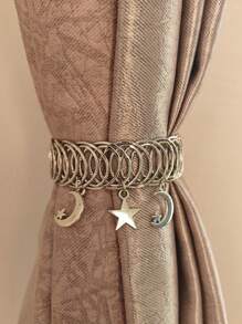 1/2 szt./zestaw metalowych klipsów do zasłon w kształcie gwiazdy i księżyca w stylu vintage, proste klamry do zasłon, odpowiednie do salonu, sypialni, gabinetu, dekoracji domu, prezentów urodzinowych, akcesoriów do zasłon, prezentów na Halloween, dekoracji na Halloween, dekoracji na jesień, dekoracji pokoju, dekoracji ściennych, naklejek ściennych