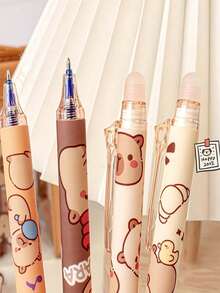 3 支/6 支/12 支 Capybara 可擦按钮笔，（6 支/盒）颜色和款式随机，有趣的高品质创意学生文具笔，豪华办公签名用品，送给家人、朋友、同事、男孩、女孩的礼物，学校用品