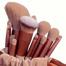13件套高级合成纤维化妆刷套装，包含粉底刷、散粉刷、遮瑕刷、眼影刷、腮红刷，配有收纳袋，旅行必备，情人节礼物，价格实惠，旅行化妆刷套装，送给女性的礼物，化妆师必备，专业全套化妆工具