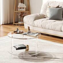1pc Acrylic Transparent Detachable Coffee Table, Round Acrylic Coffee Table Furniture For Living Room, Multifunctional Transparent Bedside Cabinet Side Table, Suitable For Small Spaces, Living Room, Bedroom, Study - Multicolor - View 7