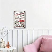 2D 平面，1 件，圣诞系列，圣诞老人，驯鹿，圣诞规则和姜饼屋，复古金属标牌适用于厨房、家庭、咖啡厅、酒吧、锡罐标签（11.81 英寸 X 7.87 英寸 / 30 厘米 * 20 厘米） - 彩色 - 查看 9