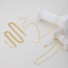 Women's Gold Necklace Fashion Cuban Chain Jewelry Set Elegant Luxury Paper Clip Design Fashion Accessories For Her - 金色 - 查看 6