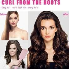 Curling Iron Hair Crimper Waver -Beach Waves Curling Wand, Ionic Deep Waver Hair Curler Tool With Ceramic 3 Barrel For Women, Dual Voltage, Anti-Scald, Easy To Use, Pink - 粉色 - 查看 10