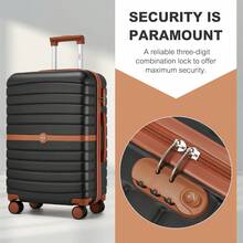 Suitcase 20 24 28 Inch Cabin Carry On Check In ABS PC Hard Shell Spinner Wheels Lock Small Medium Large Travel Luggage Set For Holiday Family - Black - View 5