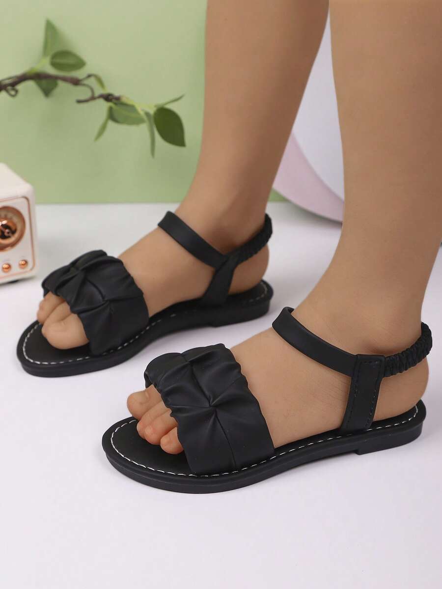 儿童时尚户外凉鞋，夏季方头平底鞋，系带凉鞋，新款女童鞋，时尚沙滩拖鞋