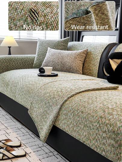 1pc All Season Sofa Cushion Cover, Modern Minimalist Anti-Slip Sofa Seat Pad, Dust-Proof And Washable Sofa Slipcover, Fresh Green Color, Soft And Fade-Resistant, Pet-Friendly, Fits L-Shaped Sofa And 1/2/3/4 Seater Sofa