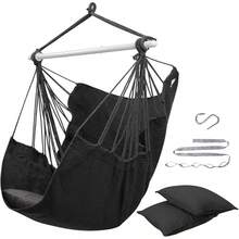 Hammock Chair Swing (500 Lbs Max) - Hanging Hammock Chair Rope Swing Indoor Hammock Chair,Outdoor Furniture,Swing Chair For Room,Amaca Para Adultos,Hamacas Para Adultos,Columpio Para Patio,Swing Sets Backyard, Patio Furniture Set For Bedroom, Outdoor, Patio, Bedroom, Porch, Deck - Sturdy Steel Bar With Anti-Slip Safety Rings - 灰色 帶2個靠墊 - 查看 9