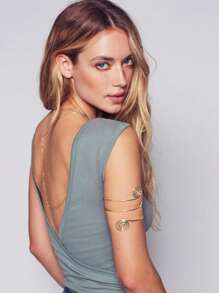 6pcs/Set Metal Simple Summer Beach Vacation Style Armlet Bracelet Jewelry Set, Suitable For Halloween Snake Decorations