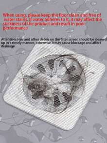 100pcs Pack Disposable Drain Clog Preventer Filters (Recommend To Replace Every 2-3 Days), (Watch The Video Before Use) Disposable Shower And Bathtub Hair Catcher, Easy Install Drain Filter Sticker, Kitchen Sink And Laundry Room Disposable Drain Cover, Effectively Block Hair And Prevent Insects Entryway Decor Kitchen Rug - Grey - View 5