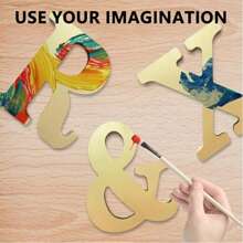 6 Inch Black Wood Letters, Unfinished Wood Leters For Wal Decor Decorative Standing Leters Slices Sign Board Decoration For Crat Home Party Projects - Gold - View 4