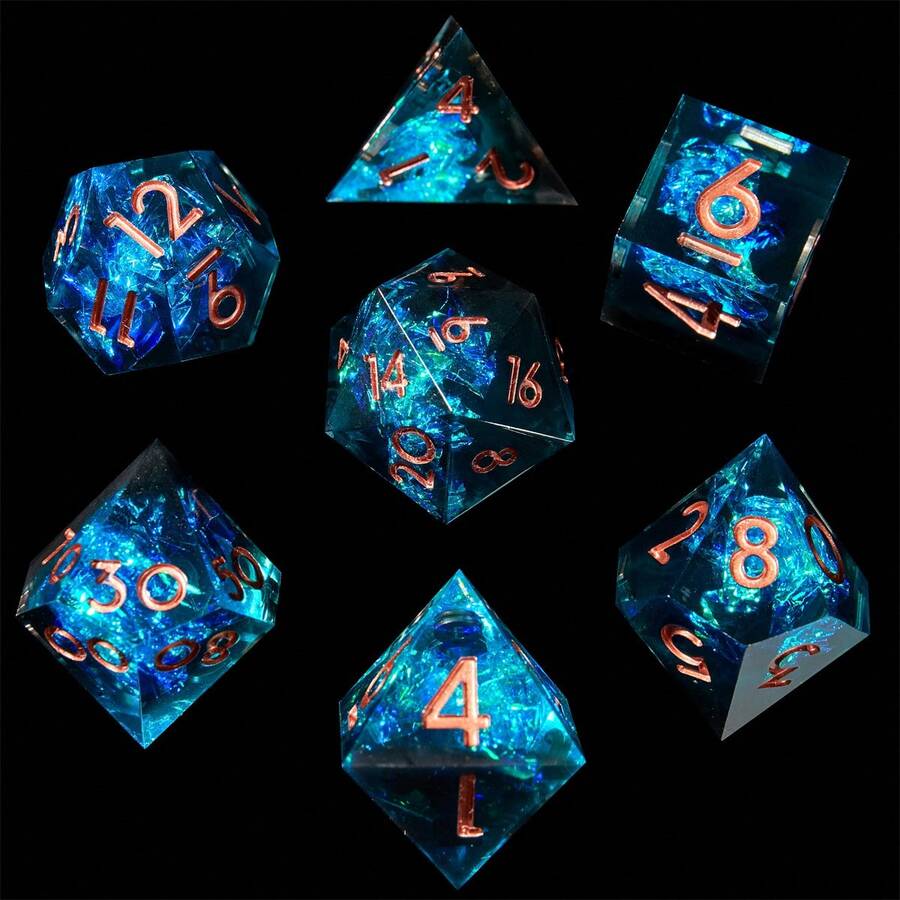 Lightweight Portable RPG Dice Set, Dual Color Glossy Sharp Edge Resin Dice Set - Multicolor - View 1