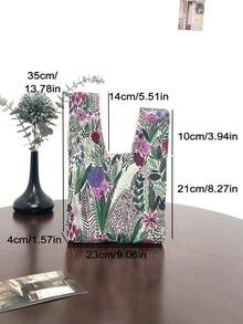 lulu kewen 女士迷你手提包结袋 1 件花朵图案女士手提包涤纶材质，金色钱包非常适合青少年、女士、女孩、学生、白领，适合购物、度假、旅行、购物、部分、工作、户外，可存放手机、钥匙、口红、化妆品、硬币、小物品、护肤品等个人物品