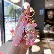 1pc Creative Colorful Standing Bear Keychain Pendant, Lovely Gradient Color Animal Figure Keyring Decor, Gift For Classmates, Friends, Family, Valentine's Day, Birthday, Party Accessory Car Accessories Cute Goth Y2k