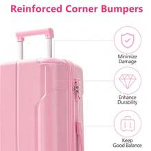 MERAX Hardshell Luggage, Lightweight Durable ABS Suitcases With Double Wheels, Expandable 28-Inch Checked Luggage 28" (Single Luggage) - 淺粉色 - 查看 9