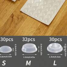 30/32/100/128 piezas Almohadillas de silicona anti-colisión, topes de muebles, calcomanías amortiguadoras de ruido para cajones, puertas de refrigeradores, puertas de gabinetes para evitar colisiones y ruido