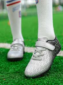 1 Pasang Sepatu Sepak Bola Anak-Anak Kulit PU Tahan Lama, Anti-Paku, Anti-Selip, Profesional, Cocok untuk Olahraga Sehari-hari Sepanjang Tahun - Perak - View 7