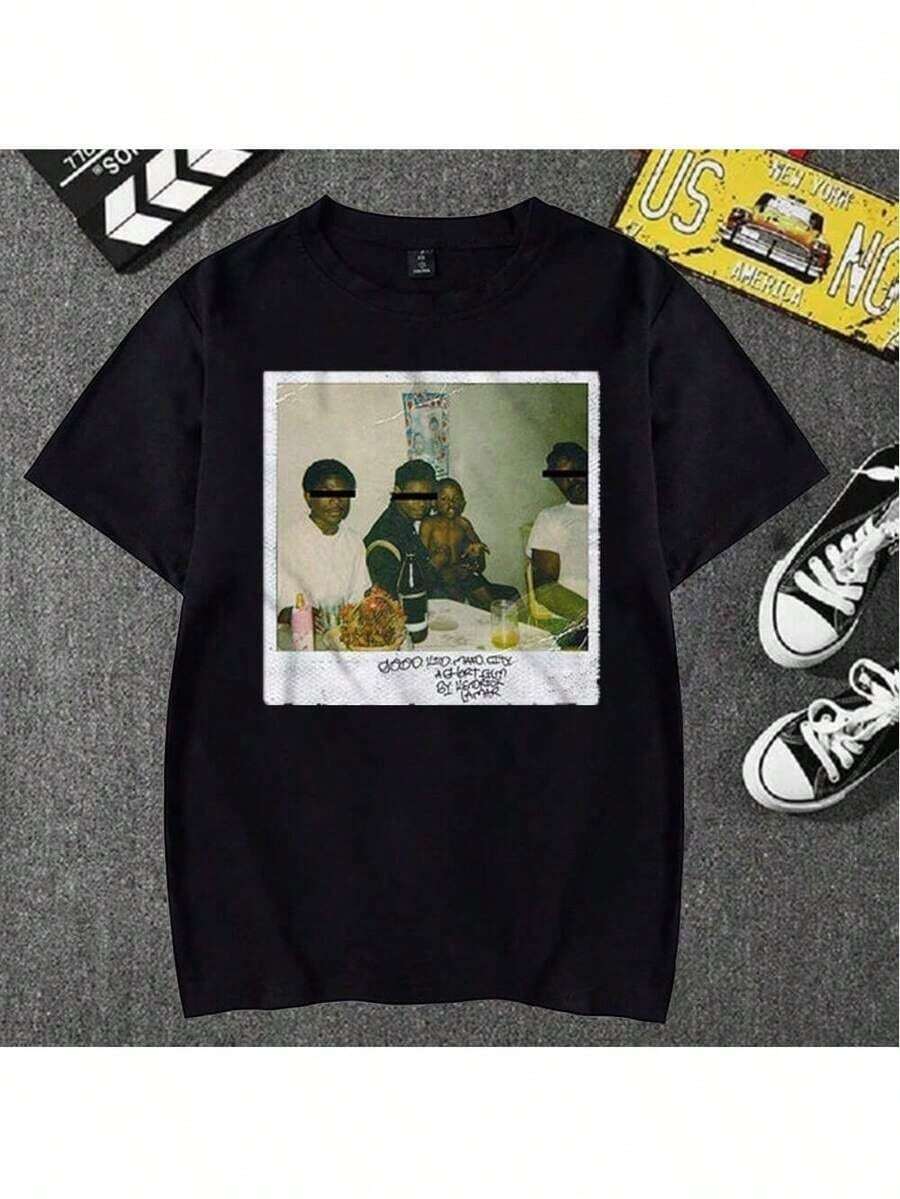 Camiseta Básica Masculina Kendrick Unissex Tecido 100% Algodão Moda Streetwear Moda Maligu - Preto - Visão 1