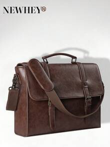 NEWHEY Men Messenger Bag Vintage 15.6 Inch Waterproof Leather Laptop Briefcase Large Satchel Shoulder Bag Retro Office College Computer Bag