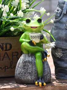 1pc Resin Frog Ornament, Outdoor Garden Yard Lawn Decor, Home Decor, Animal Figurine