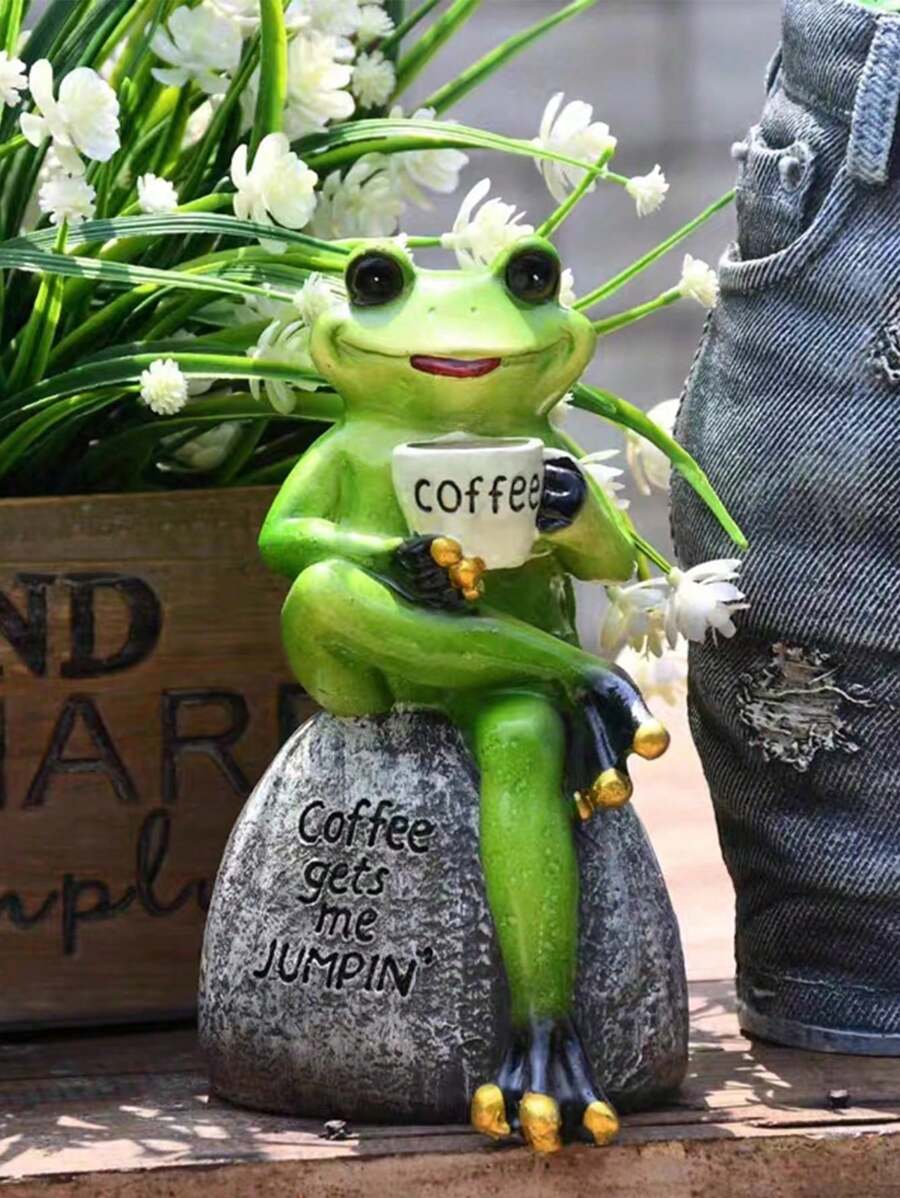 1pc Resin Frog Ornament, Outdoor Garden Yard Lawn Decor, Home Decor, Animal Figurine