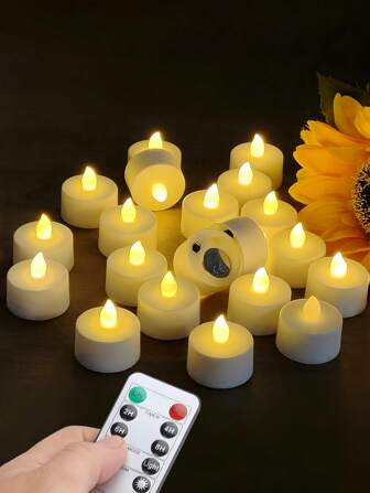 6/12/24 Pcs Flameless LED Tea Lights With Remote Control, Battery Powered LED Candles With 2/4/6/8 Hour Timer, For Room Decor, Bedroom, Garden, Halloween, Christmas, Seasonal And Holiday Celebration (Warm White)