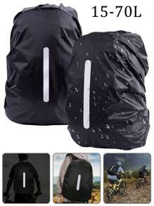 Capa de Chuva para Mochila 15-70L, Capa de Proteção Dobrável e À Prova d'Água para Mochila de Viagem, com Faixa Refletiva, para Acampamento, Caminhada e Montanhismo Ao Ar Livre