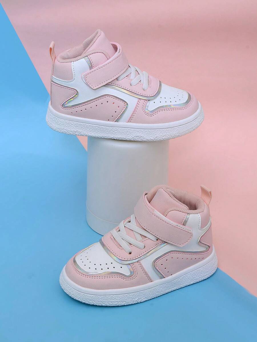 1 Pair Fashion New Infant Hook And Loop Sports Shoes, Non-Slip Wear-Resistant Comfortable Small White Shoes, Lightweight Easy To Wear Molded Footbed, Stable And Secure Toddler Shoes, Neutral Minimalist Style Suitable For Daily Wear And Running - Pink - View 1