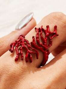 1 件时尚仿珊瑚合金戒指，独特的珠宝饰品，打造独特的风格，适合所有场合的配饰