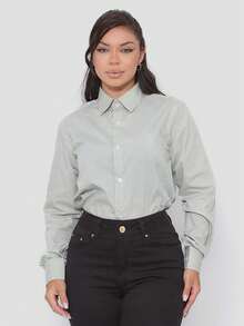 Women's Formal Shirt Premium Linen Structured Long Sleeve Shirt - 橄欖 - 查看 2