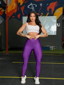 Gym Leggings Sports High Waist - Grape - View 1