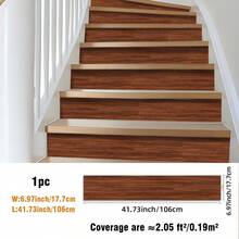 SUPSTICKER 1卷黄橡木纹楼梯贴纸，自粘耐磨PVC材质，即撕即贴，家居装饰美化贴纸，尺寸41.73x6.97英寸，贴纸，墙贴，乙烯基贴纸，家居装饰，春季装饰，焕新家居，Rama装饰贴纸，生日毕业礼物，地板砖，自粘地板砖，即撕即贴地板砖，客厅装饰，卧室装饰，厨房装饰