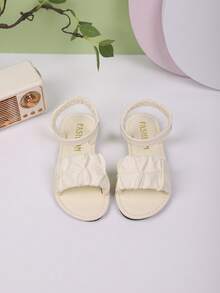 Children's Fashion Outdoor Sandals, Summer Square Toe Flat Shoes, Lace-Up Sandals, New Girls Shoes, Fashionable Beach Slippers - Beige - View 5