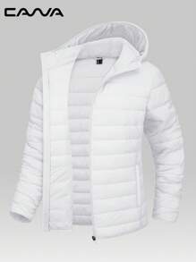 Cavva 女士连帽羽绒服，防风轻便，绗缝内衬，拉链设计，休闲保暖，适合冬季穿着，带4个口袋，适合徒步、露营、工作等场合，抓绒面料。