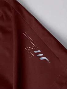 Men's Sporty And Casual Loose Quick-Drying Shorts, With Reflective Strip Design, Pocket, Zipper And Drawstring At The Waist, Suitable For Fitness, Running And Outdoor Activities - Burgundy - View 5