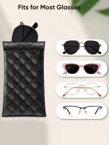 MIYIN 1 Piece Soft PU Double Glasses Case Sunglasses Pouch Holder Organizer Storage For Daily- Portable Squeeze Top Leather Glasses Case Minimalist Solid Color Argyle Anti-Scratch Glasses Storage Bag Eyewear Accessories Sunglasses, Sunglasses, Reading Glasses, Myopia Glasses, Astigmatism Glasses Storage Bag For Men And Women Back To School School Bag Travel Essentials Travel Organizer For Beach Summer Vacation Travel Accessories Travel Bag Vacation Holiday School Stuff Sunglasses Women