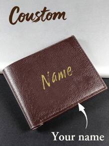 Personalized Name Wallet Card Holder, Custom Letter Wallet, Personalized Wallet, PU Short Wallet, Dad Gift, Men's Wallet, Engraved Wallet, Gift For Him, Best Man Gift, Men And Women Travel, Vacation, Mailman Must-Have, Back To School Must-Have, Vacation Must-Have, Beach Must-Have, Valentine's Day Gift, Mother's Day Gift, Father's Day Gift, Anniversary Gift - Multicolor - View 4