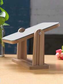 化妆镜，木质台面镜360°旋转镜，单面梳妆镜，便携式可拆卸台面私密空间高清化妆镜带支架桌面矩形化妆镜带木质框架，独立式木纹图案