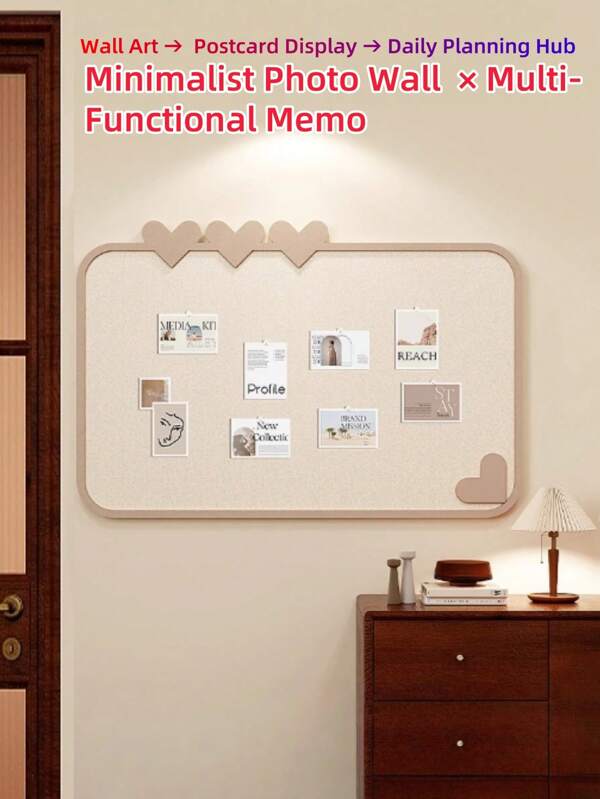 1pc No-Nail Wall Decoration Board, Self-Adhesive Nordic Minimalist Style Memo Board, Can Hold Pins For Office, Home, Classroom Photo Wall, Reusable Felt Board For Room Decoration, Office Messages, Reminders.