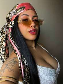 1 件简约印花缎面方形围巾，新款春季时尚女士头巾，可用作腰带、包包装饰、丝带、头带或头巾头巾、发带、头带，非常适合装扮您的外观 - 西瓜粉 - 查看 3