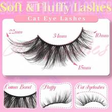 Eye Lashes False Eyelashes Faux Mink Fluffy Lashes Wispy Strip Lashes Natural Look Long Winged Foxy Lash Pack 10 Pairs Eyelashes(Flare) - 柔和俯衝 - 查看 7