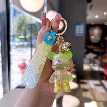 1pc Creative Colorful Standing Bear Keychain Pendant, Lovely Gradient Color Animal Figure Keyring Decor, Gift For Classmates, Friends, Family, Valentine's Day, Birthday, Party Accessory Car Accessories Cute Goth Y2k