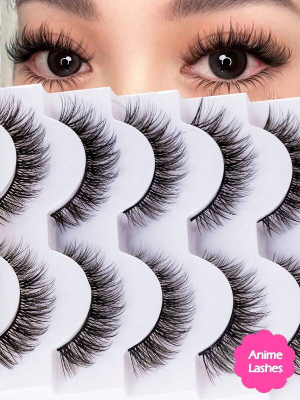 AYRMILLA Eyelashes 5 Pairs Natural False Eyelashes Fluffy Soft Dramatic 3D Mink Eyelashes Long Slimming Eyelashes Multilayered Eyelashes Short Thick False Eyelashes Extensions Bulk Faux Eyelashes Makeup Products Wedding Party And Club Daily Work Meeting Natural False Eyelashes