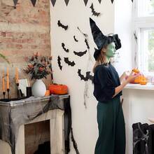 1/5/10 件万圣节装饰品，18.5 英寸人造南瓜枫叶花茎万圣节树枝装饰，适用于家庭室内派对花瓶布置装饰 - 黑色/橙色。 - 彩色 - 查看 5