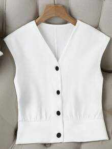 Damen Vintage ärmellose Weste, einzigartiger eleganter einfarbiger Webstoff Knopfverschluss Weste, geeignet für Abenddate, Urlaub, Geburtstagsparty, formelles Dinner, Einschulungsparty, Lässig, Singles Party, Bühnenauftritt, Country-Musik-Konzert, Frühling/Sommer/Herbst